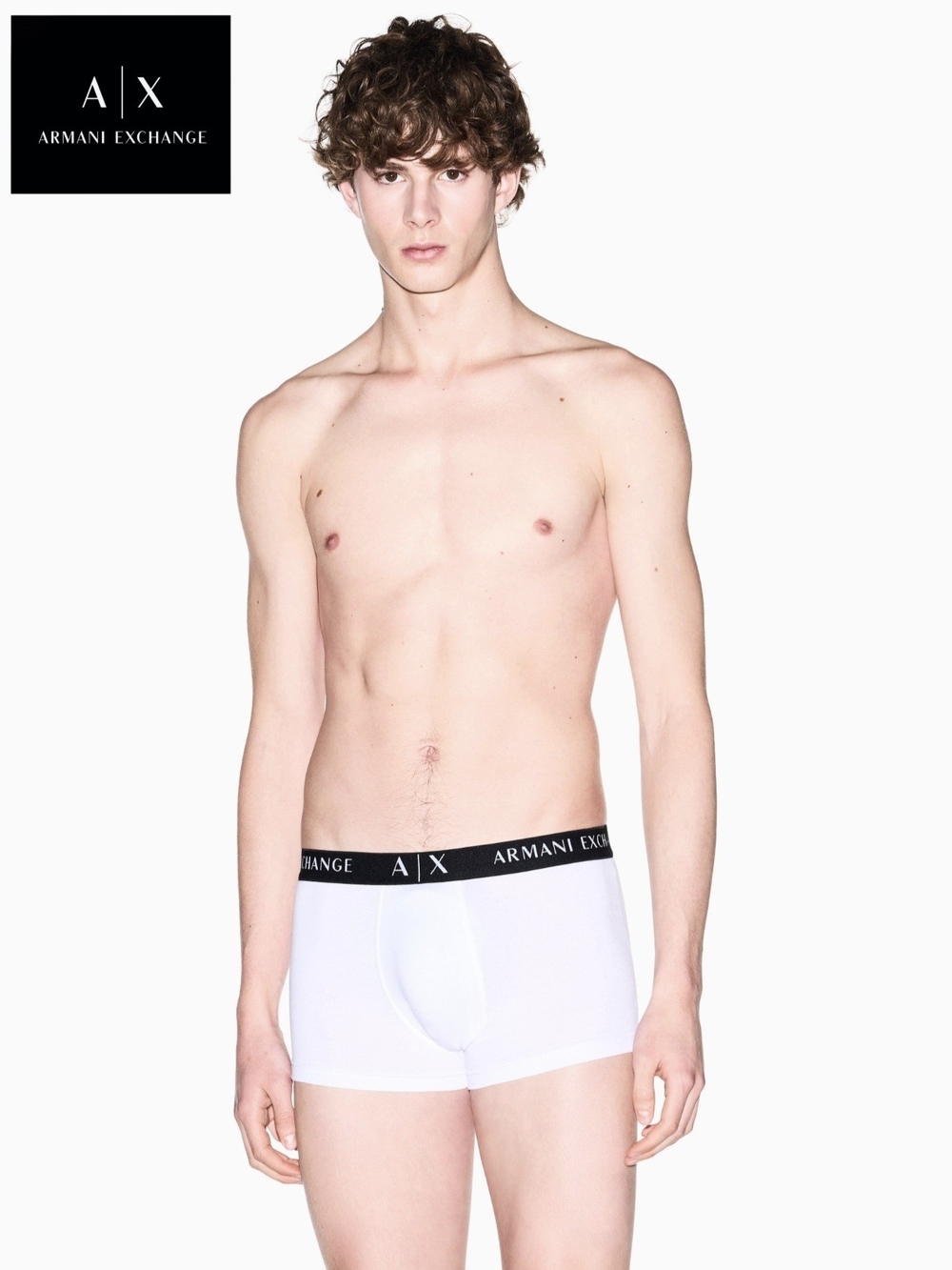 NWT Armani Exchange Men’s Medium White Stretch Cotton Trunk with Logo Waistband